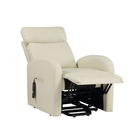 Ricardo Beige PU Recliner w/Power Lift - Ornate Home
