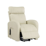 Ricardo Beige PU Recliner w/Power Lift - Ornate Home