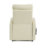 Ricardo Beige PU Recliner w/Power Lift - Ornate Home