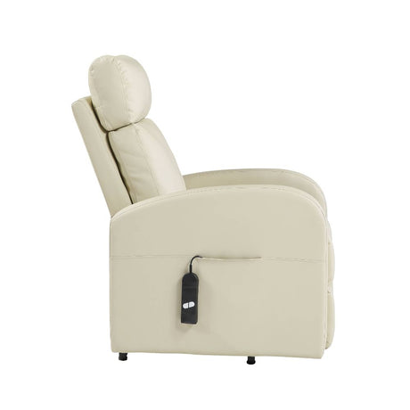 Ricardo Beige PU Recliner w/Power Lift - Ornate Home