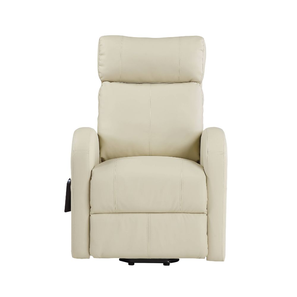 Ricardo Beige PU Recliner w/Power Lift - Ornate Home