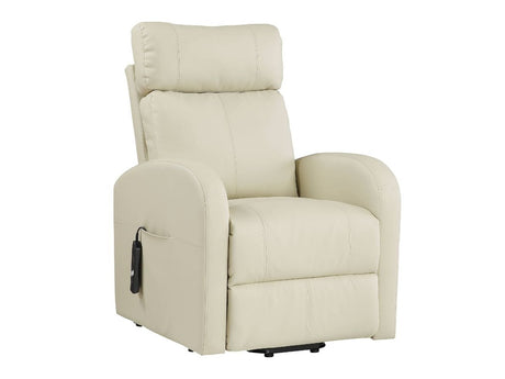 Ricardo Beige PU Recliner w/Power Lift - Ornate Home