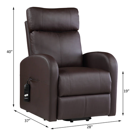 Ricardo Brown PU Recliner w/Power Lift - Ornate Home