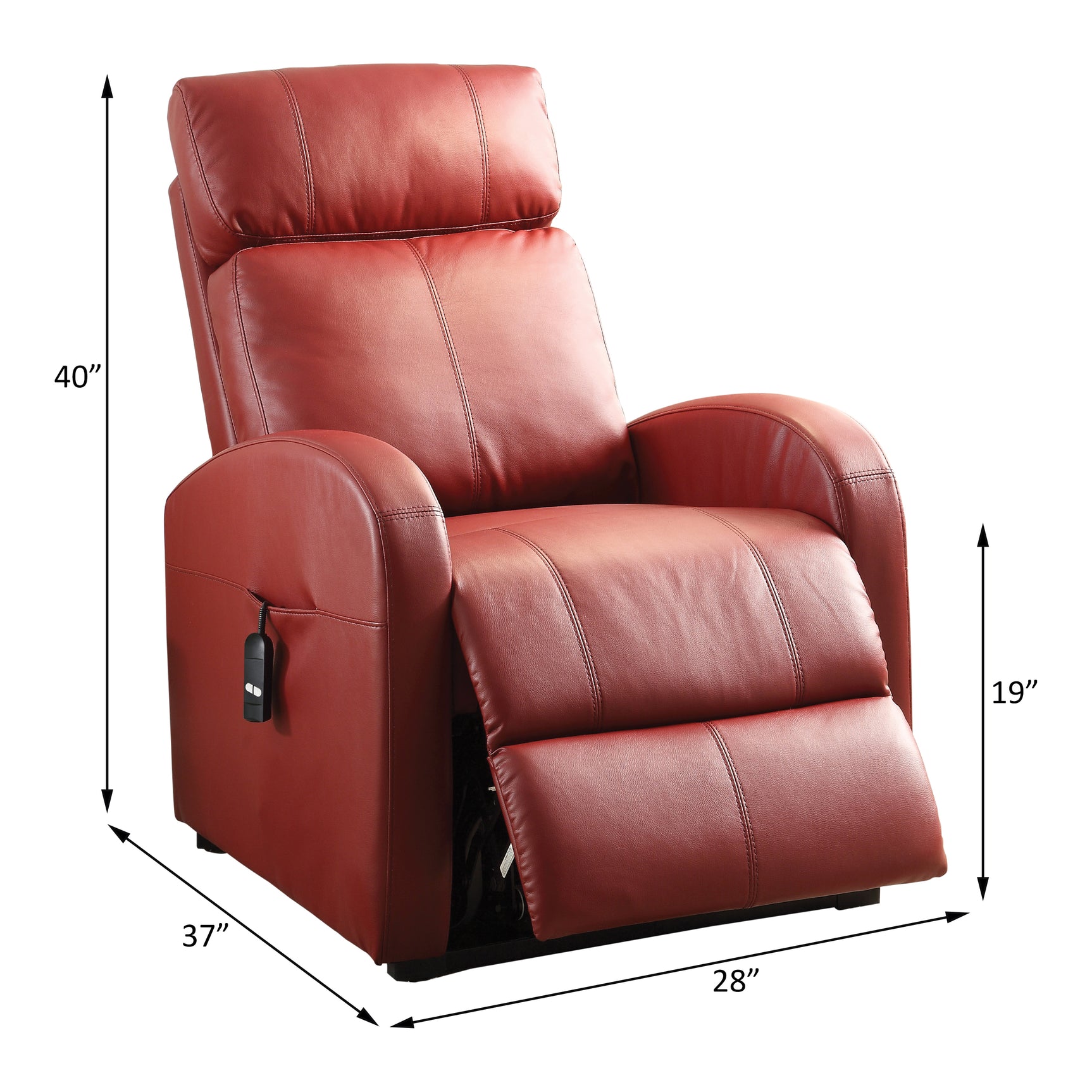 Ricardo Red PU Recliner w/Power Lift - Ornate Home
