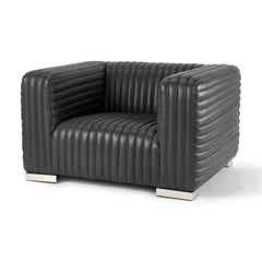 Ricciardo Black Leather Upholstered Arm Chair - Ornate Home