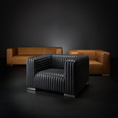 Ricciardo Black Leather Upholstered Arm Chair - Ornate Home