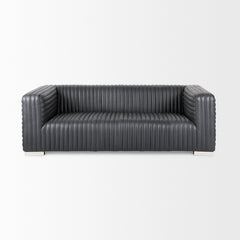 Ricciardo Black Leather Wrapped Three Seater Sofa - Ornate Home