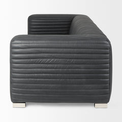 Ricciardo Black Leather Wrapped Three Seater Sofa - Ornate Home