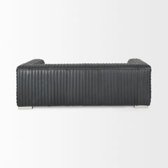 Ricciardo Black Leather Wrapped Three Seater Sofa - Ornate Home
