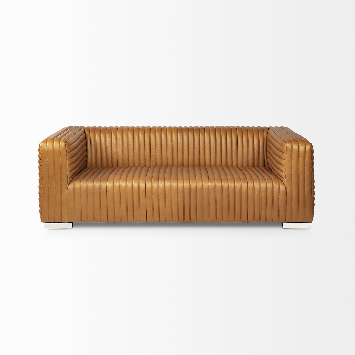 Ricciardo Cognac Leather Three Seater Sofa - Ornate Home
