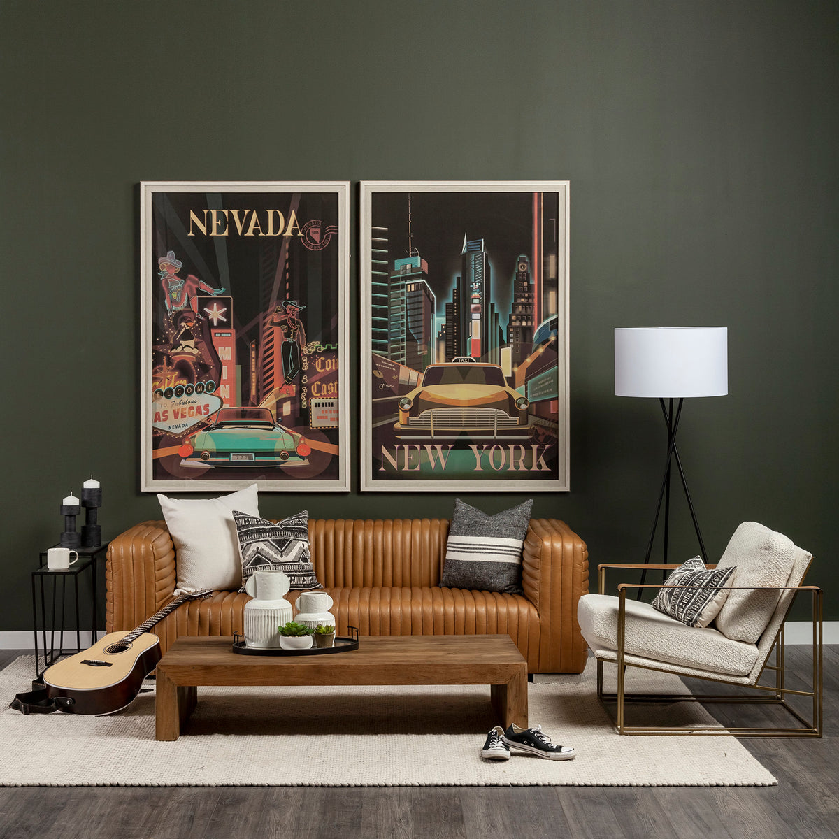 Ricciardo Cognac Leather Three Seater Sofa - Ornate Home