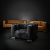 Ricciardo Cognac Leather Three Seater Sofa - Ornate Home