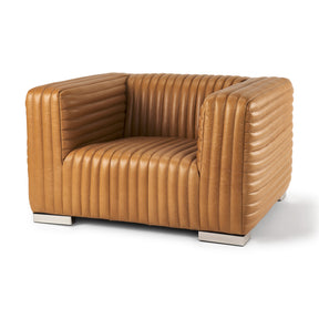 Ricciardo Cognac Leather Upholstered Arm Chair - Ornate Home