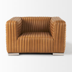 Ricciardo Cognac Leather Upholstered Arm Chair - Ornate Home