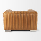 Ricciardo Cognac Leather Upholstered Arm Chair - Ornate Home