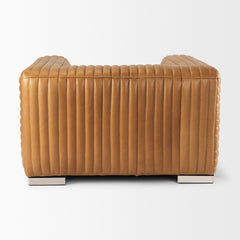 Ricciardo Cognac Leather Upholstered Arm Chair - Ornate Home