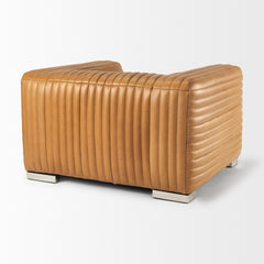 Ricciardo Cognac Leather Upholstered Arm Chair - Ornate Home