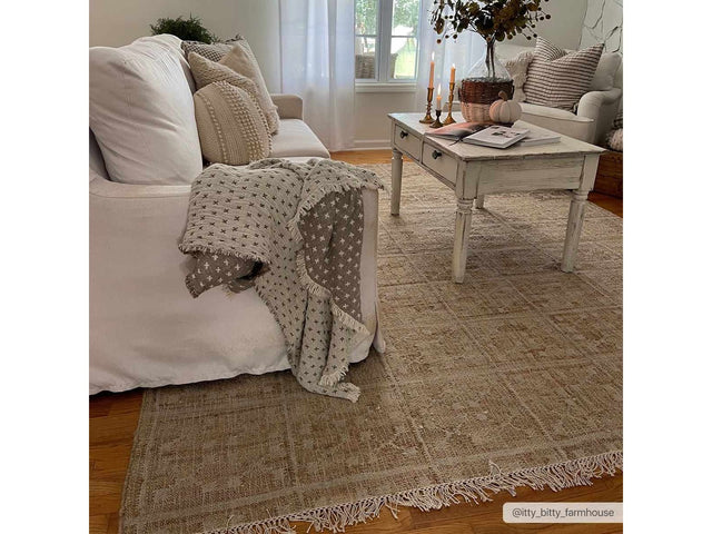 Rice Handcrafted Fringed Jute Carpet - Ornate Home