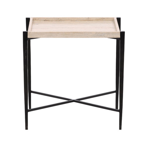 Rice Natural/Black Side Table - Ornate Home