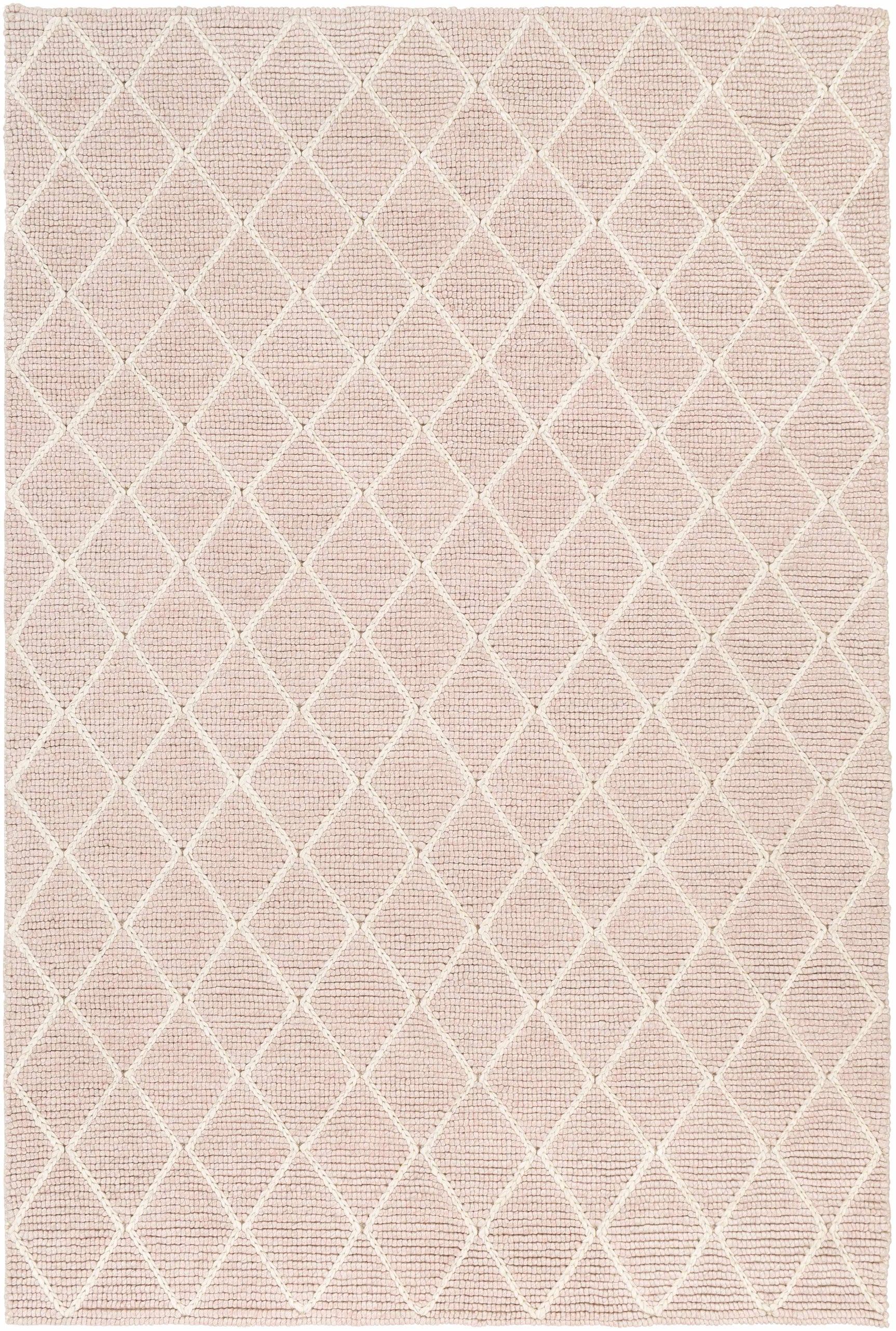 Riceville Pink Trellis Wool&Viscose Rug - Clearance - Ornate Home