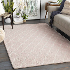 Riceville Pink Trellis Wool&Viscose Rug - Clearance - Ornate Home