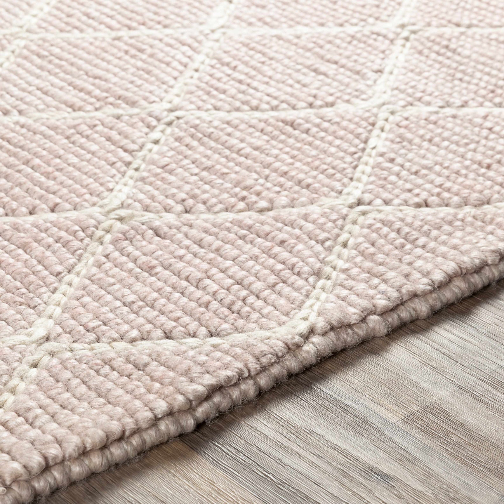 Riceville Pink Trellis Wool&Viscose Rug - Clearance - Ornate Home