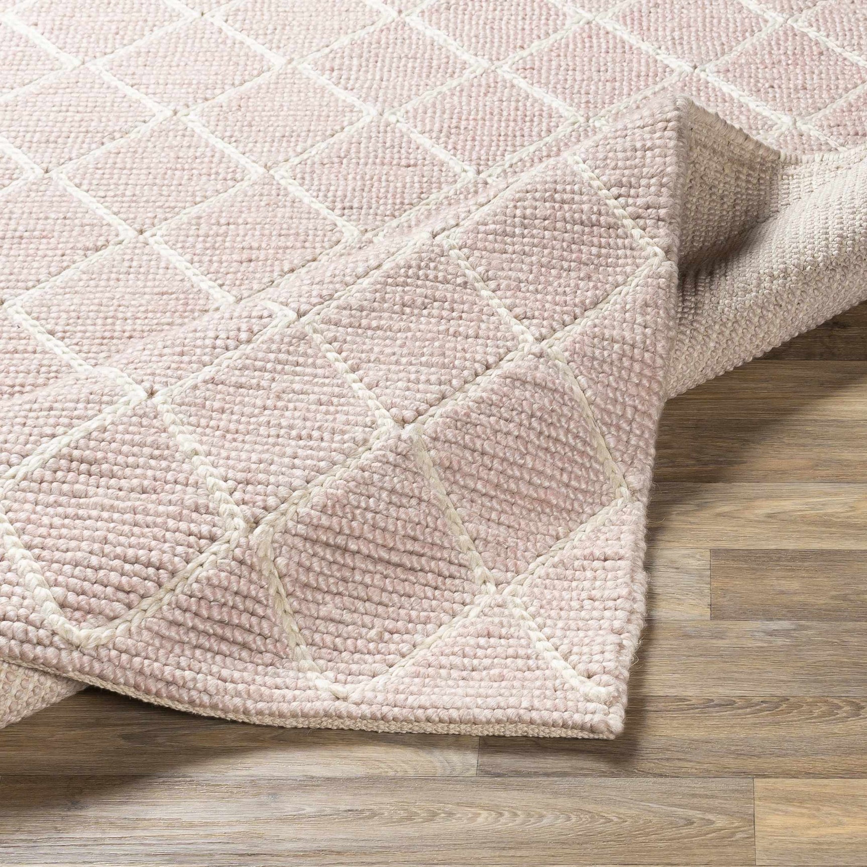Riceville Pink Trellis Wool&Viscose Rug - Clearance - Ornate Home