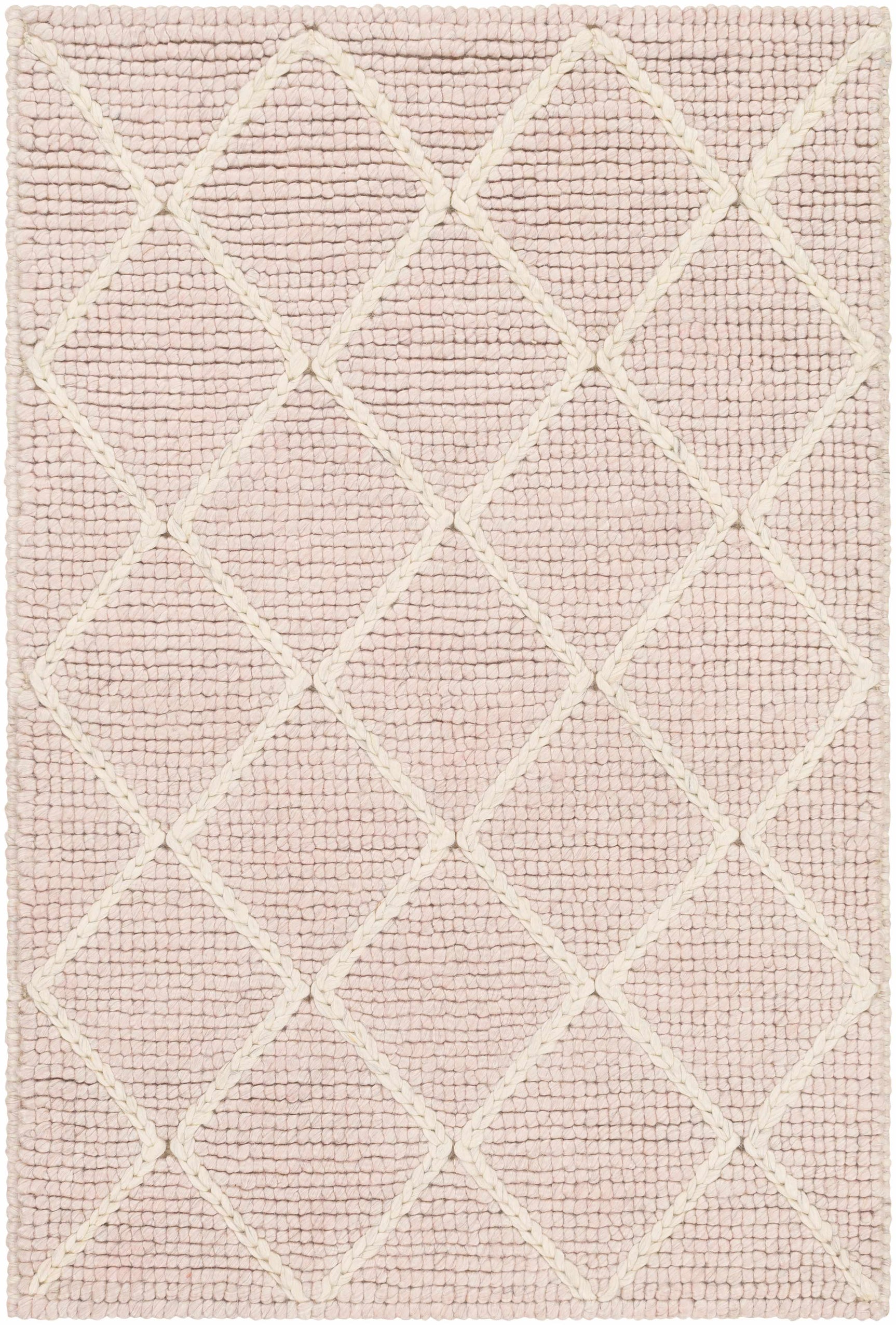Riceville Pink Trellis Wool&Viscose Rug - Clearance - Ornate Home
