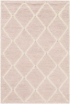 Riceville Pink Trellis Wool&Viscose Rug - Clearance - Ornate Home