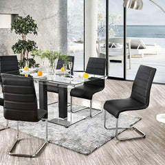 Richfield Black & Chrome 7pc Dining Room Set - Ornate Home