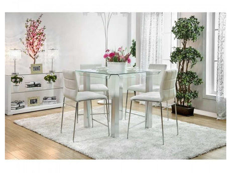 Richfield White & Chrome 5pc Counter Height Dining Room Set - Ornate Home