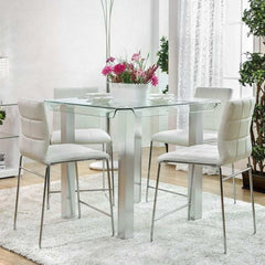 Richfield White & Chrome 5pc Counter Height Dining Room Set - Ornate Home