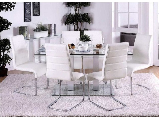 Richfield White & Chrome 7pc Dining Room Set - Ornate Home