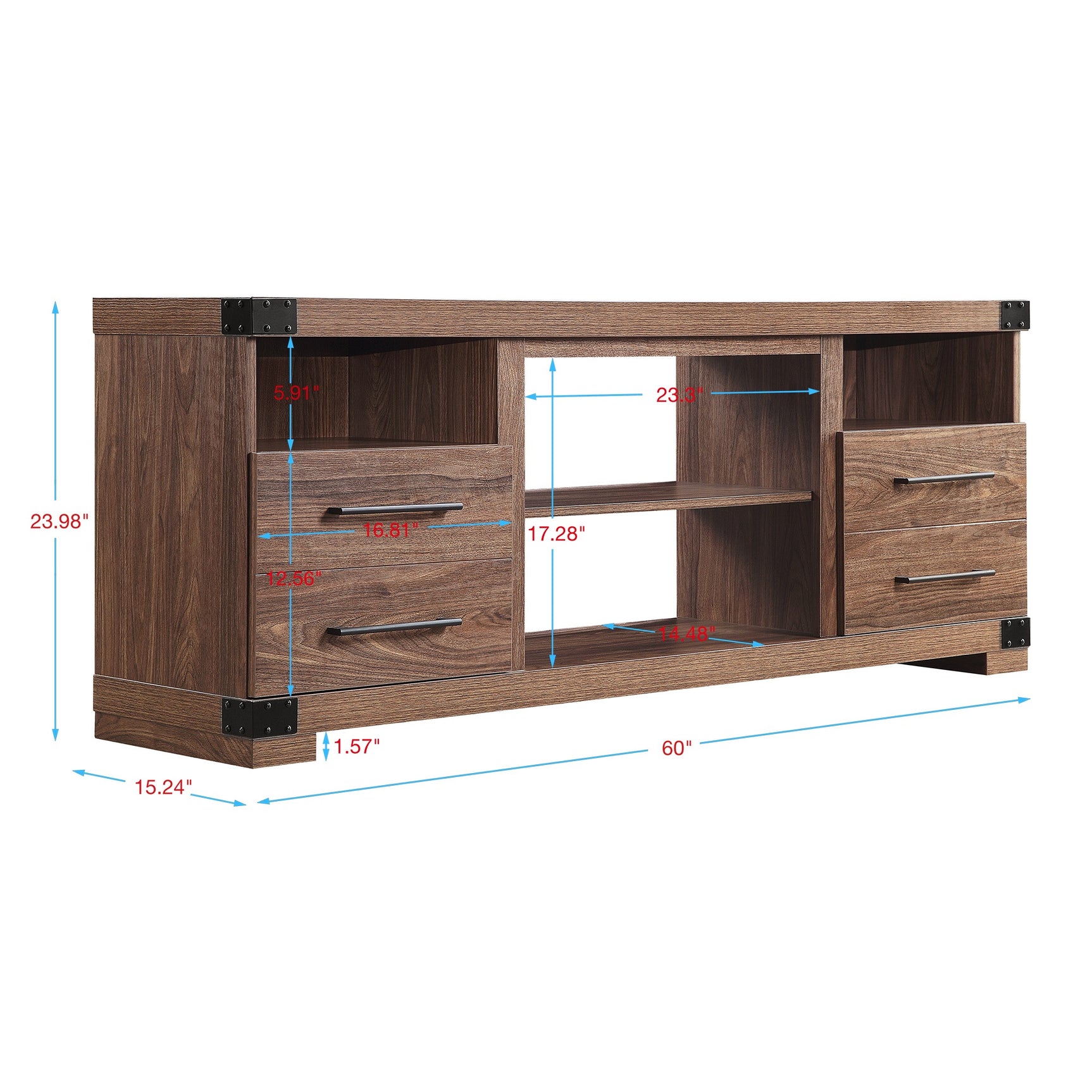 Richmond 60" TV Stand in Brown - Ornate Home