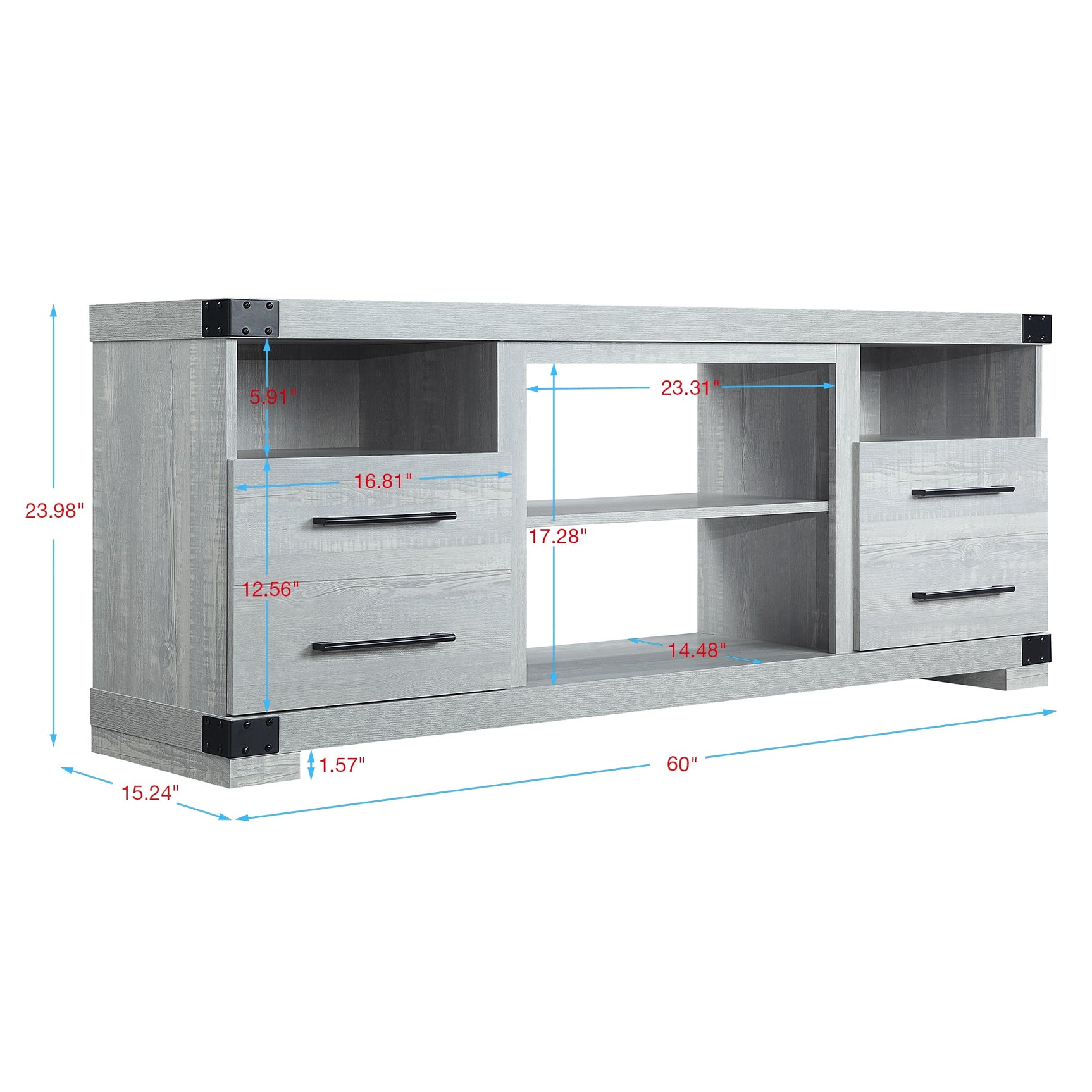 Richmond 60" TV Stand in Grey - Ornate Home