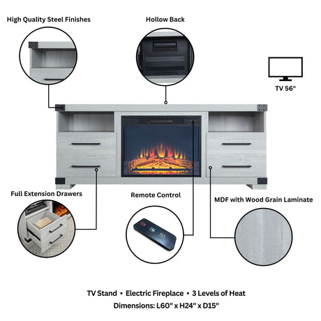Richmond Fireplace in Grey - Ornate Home