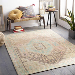 Rickinghall Peach&Sage Medallion Beige Rug - Clearance - Ornate Home