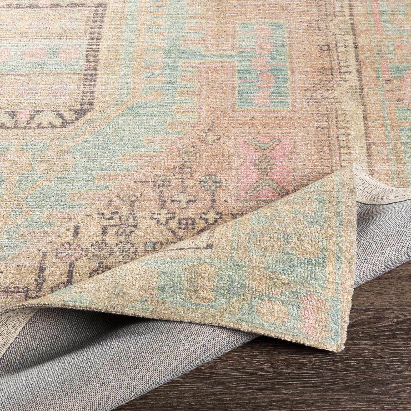 Rickinghall Peach&Sage Medallion Beige Rug - Clearance - Ornate Home
