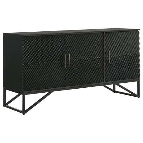 Riddell Matte Black 3-door Accent Cabinet - Ornate Home