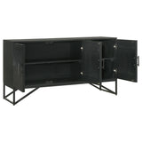 Riddell Matte Black 3-door Accent Cabinet - Ornate Home