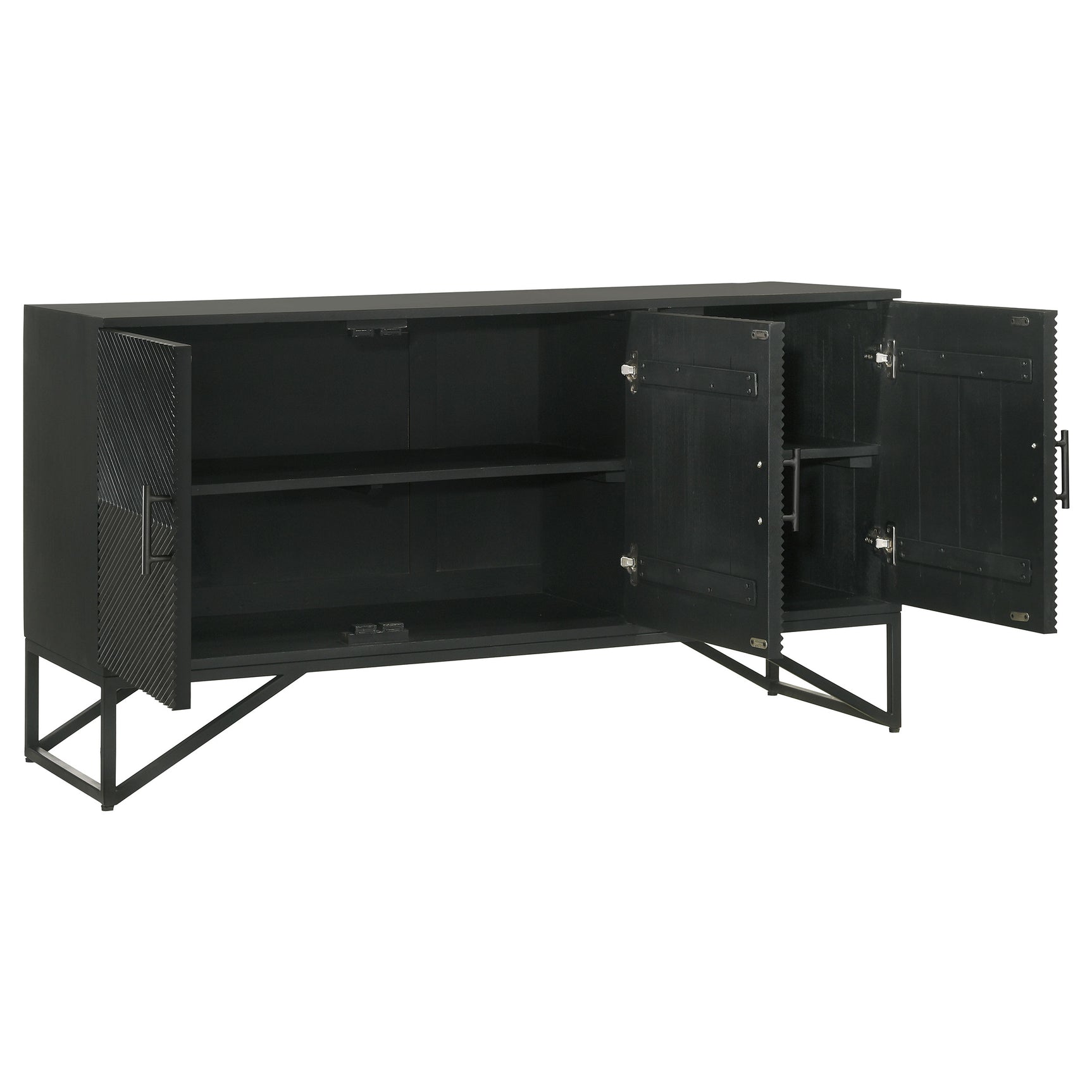 Riddell Matte Black 3-door Accent Cabinet - Ornate Home