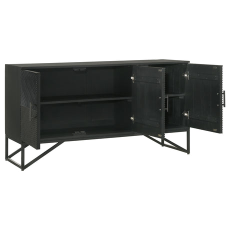 Riddell Matte Black 3-door Accent Cabinet - Ornate Home
