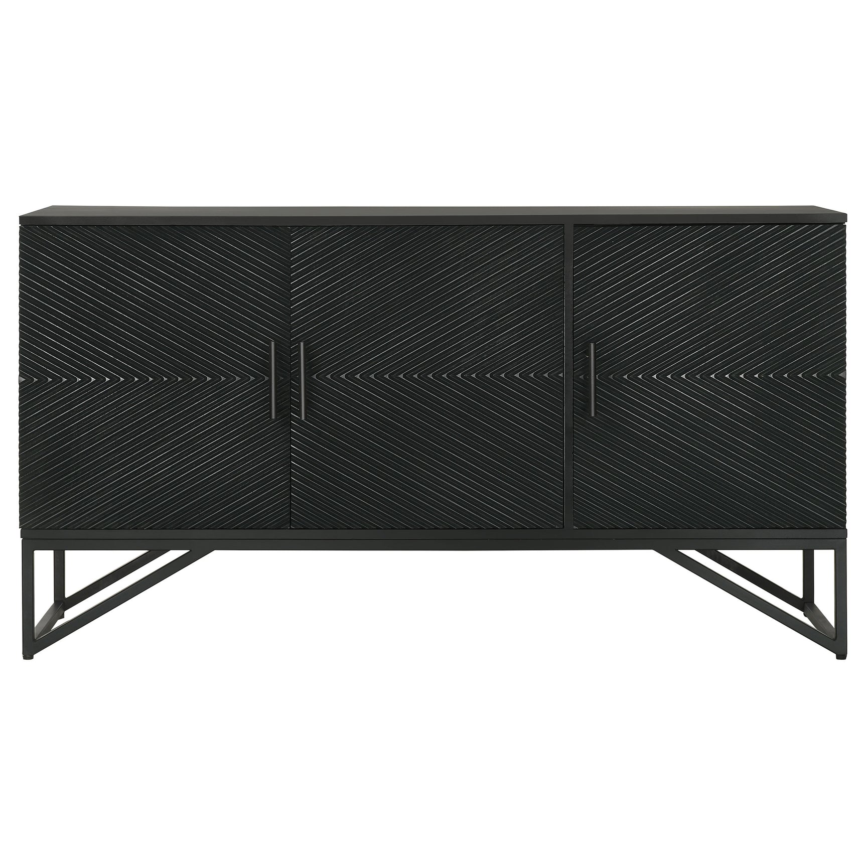 Riddell Matte Black 3-door Accent Cabinet - Ornate Home