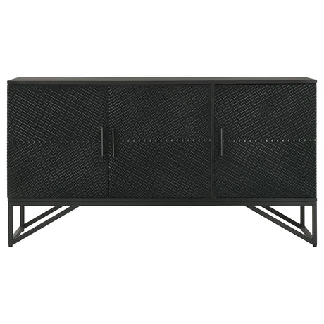 Riddell Matte Black 3-door Accent Cabinet - Ornate Home