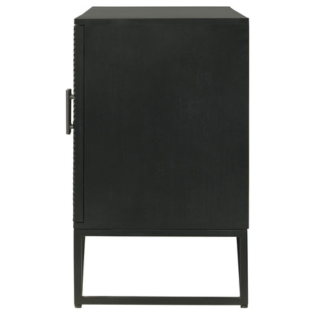 Riddell Matte Black 3-door Accent Cabinet - Ornate Home