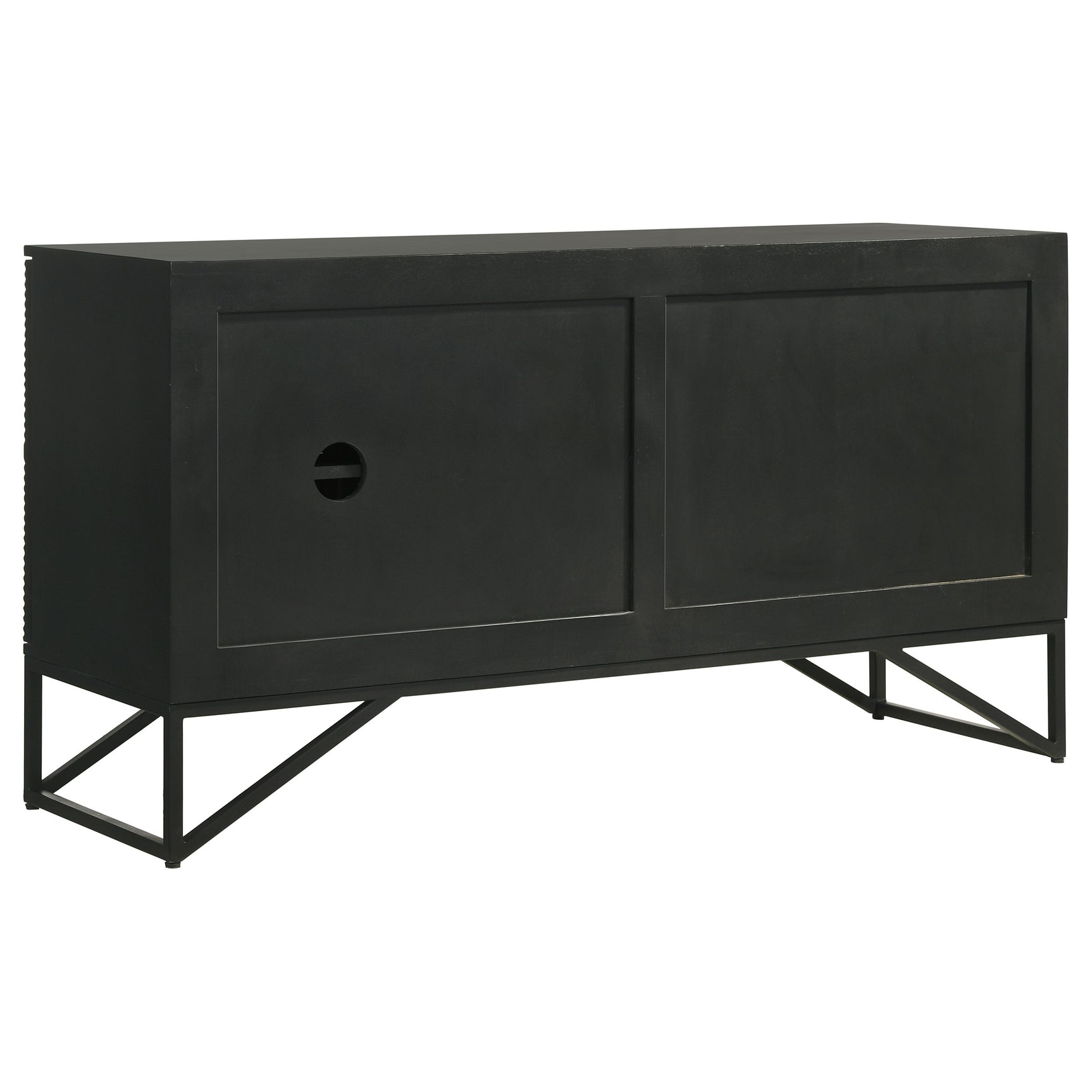 Riddell Matte Black 3-door Accent Cabinet - Ornate Home