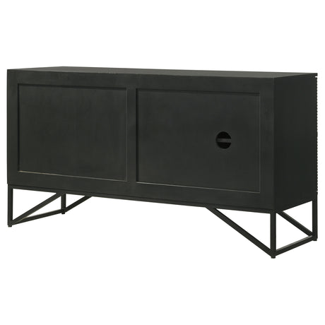 Riddell Matte Black 3-door Accent Cabinet - Ornate Home