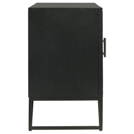 Riddell Matte Black 3-door Accent Cabinet - Ornate Home