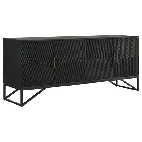 Riddell Matte Black 4-door Accent Cabinet - Ornate Home
