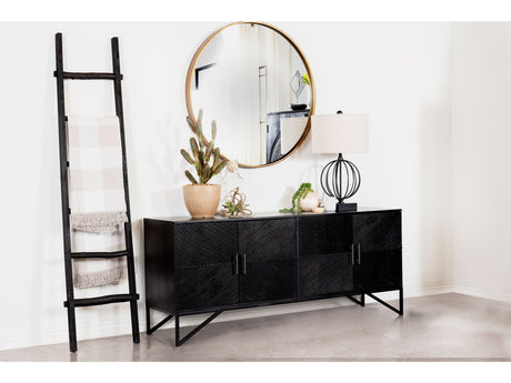 Riddell Matte Black 4-door Accent Cabinet - Ornate Home